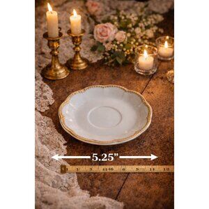 Haviland & Co Limoges France Antique Scallop Cup Saucer Plate 5.25" Gold Gilt